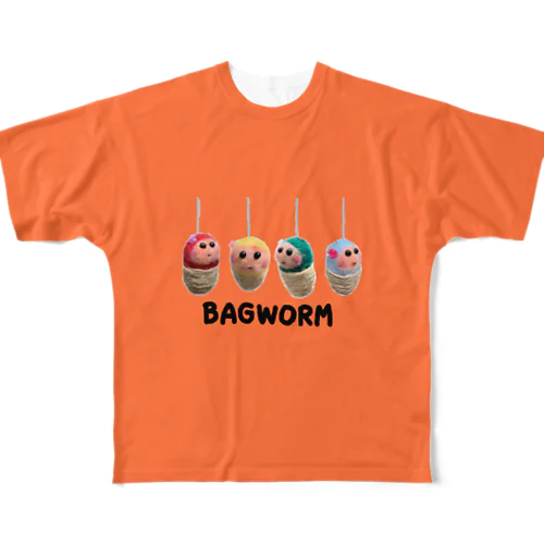 BAGWORM（オレンジ） All-Over Print T-Shirt