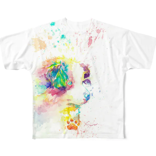 イヌ_dog.2_watercolor_T-shirt フルグラフィックTシャツ