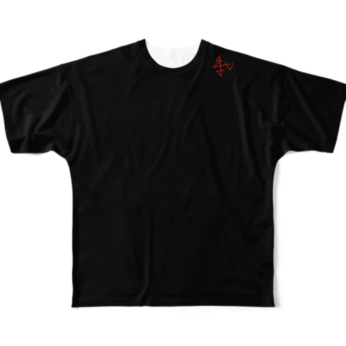 sigil ワンポイント　ブラック フルグラフィックTシャツ