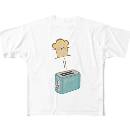 ポップアップトースターと食パンさん フルグラフィックTシャツ