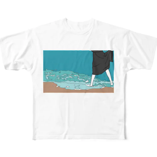 海辺のお姉さん フルグラフィックTシャツ