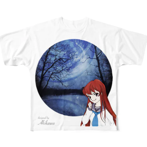 宇宙　少女と夜空A フルグラフィックTシャツ