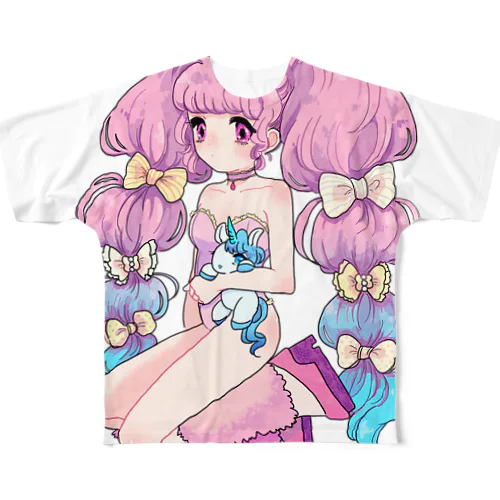 ピンクの少女 All-Over Print T-Shirt