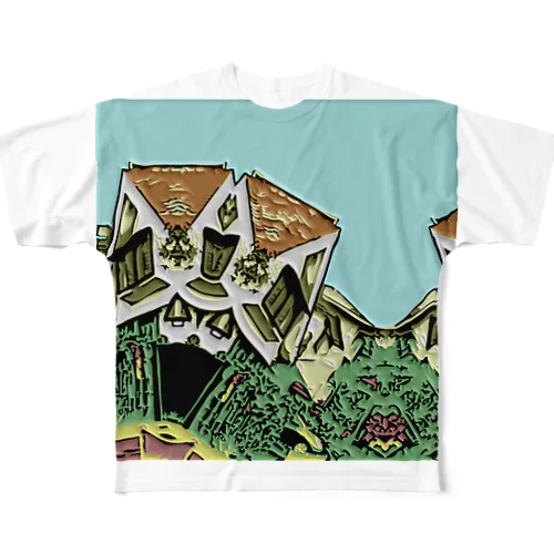 三角屋根 All-Over Print T-Shirt