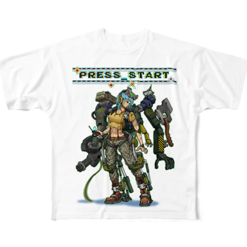 “PRESS START” 1-#1 フルグラフィックTシャツ