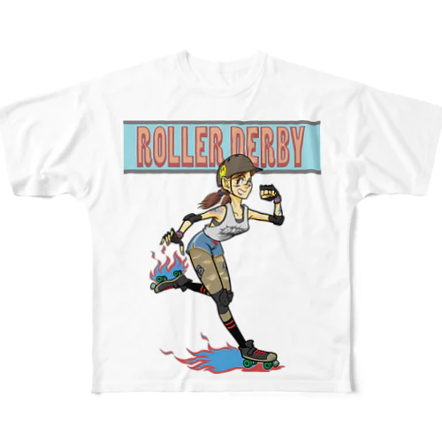 "ROLLER DERBY" All-Over Print T-Shirt