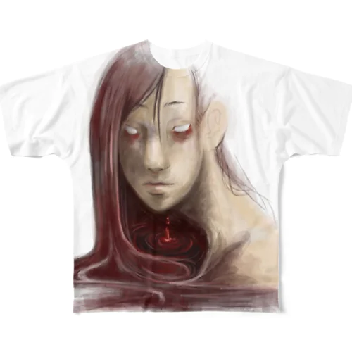 赤い女Tシャツ All-Over Print T-Shirt