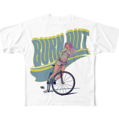 "BURN OUT" フルグラフィックTシャツ