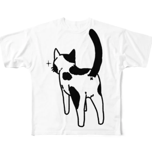 ねこけつ（ぶち猫） All-Over Print T-Shirt