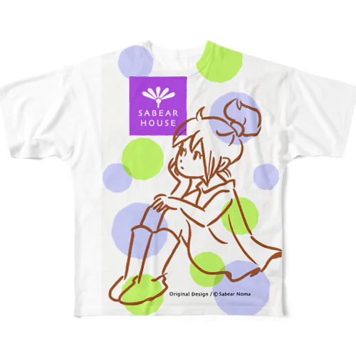 pipi girl_dot 緑_ウエア フルグラフィックTシャツ