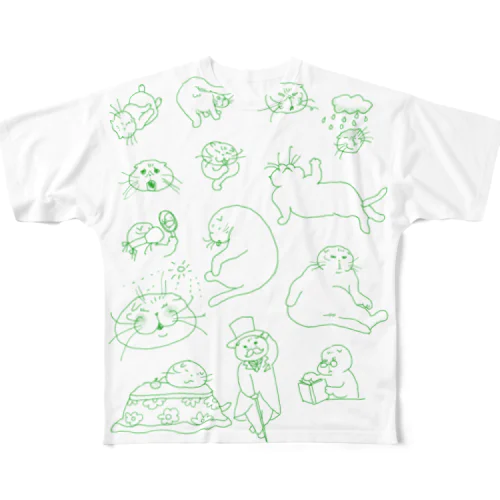 シニアなマルティ緑 フルグラフィックTシャツ