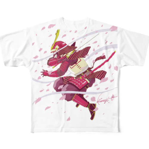 武士Tシャツ 【窮地に華】 フルグラフィックTシャツ