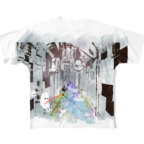 おばけちゃんと、ふたり。釣り。 All-Over Print T-Shirt