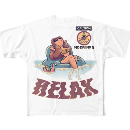 "RELAX" フルグラフィックTシャツ