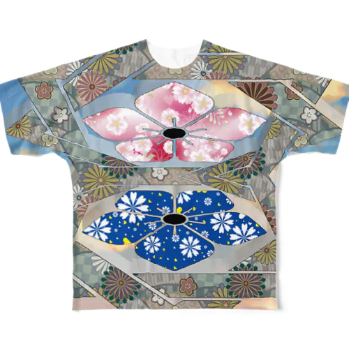 桔梗紋 Popカラー All-Over Print T-Shirt