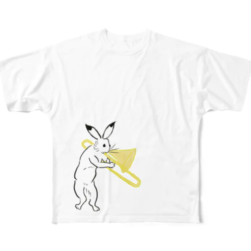 トロンボーンと兎 フルグラフィックTシャツ