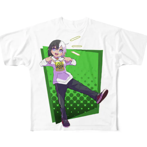 ツートンちゃん(緑背景) フルグラフィックTシャツ
