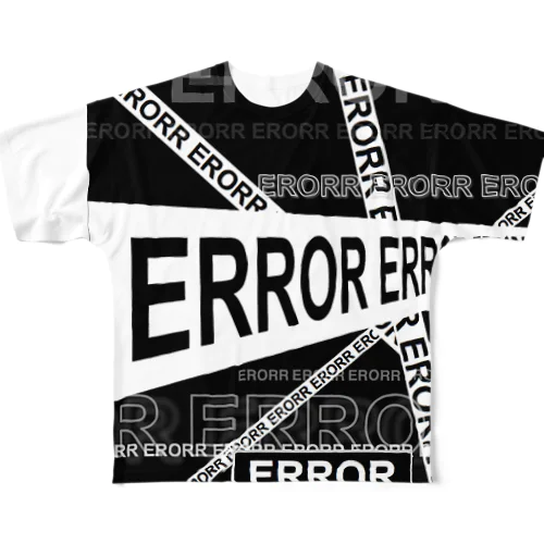 ERROR《white & Black》 All-Over Print T-Shirt