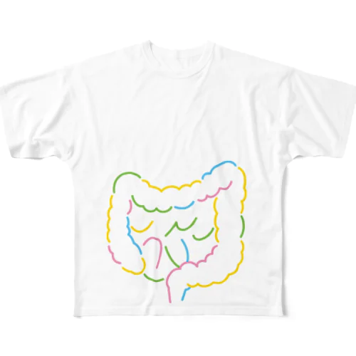 人体のなぞ。カラフルな大腸。 フルグラフィックTシャツ