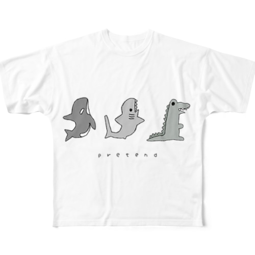 サメさんと仲間たちpretend All-Over Print T-Shirt