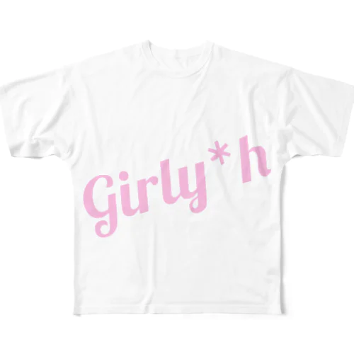 Girly*hロゴ(pink) フルグラフィックTシャツ