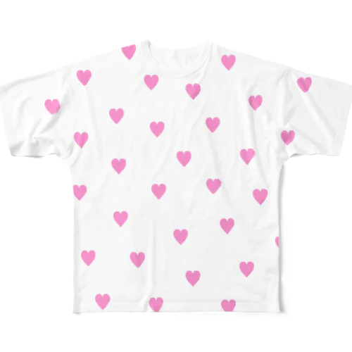 ハート総柄(pink) All-Over Print T-Shirt