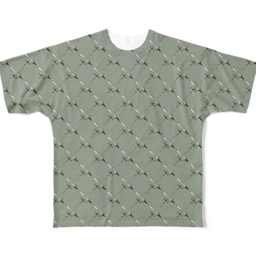 剣カッチン【ひし形】　グレー All-Over Print T-Shirt