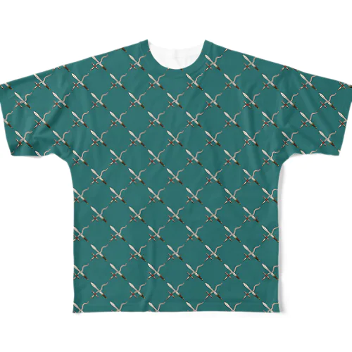 剣カッチン【ひし形】　ブルー All-Over Print T-Shirt