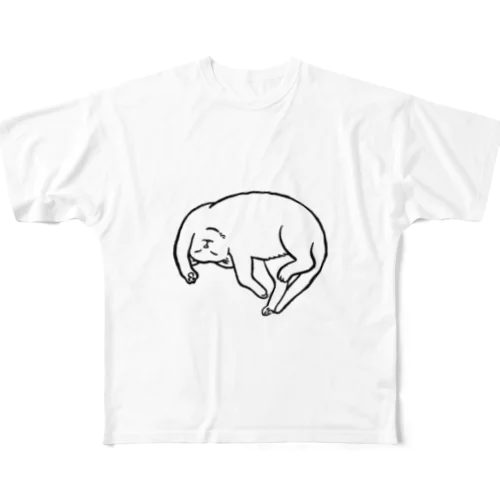 ぐうたら白猫くん フルグラフィックTシャツ