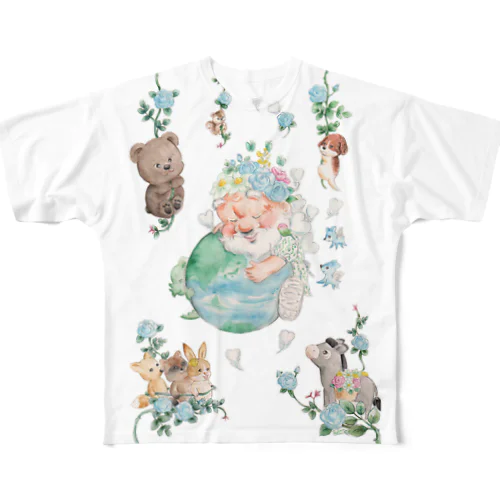 ニコじい「グリーンアース」 フルグラフィックTシャツ