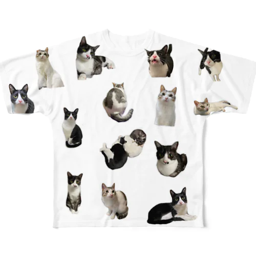 猫がたくさん フルグラフィックTシャツ