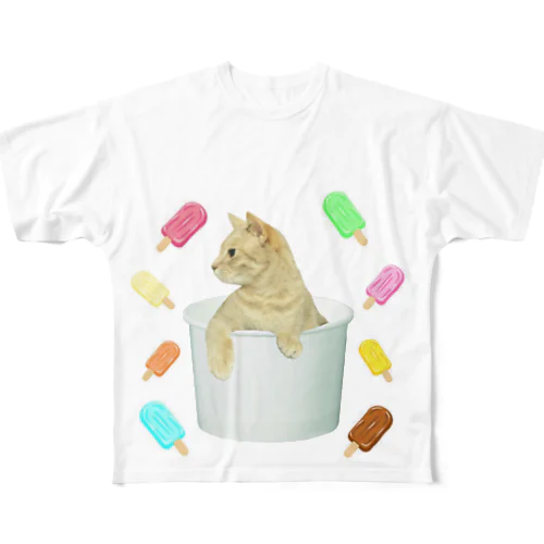 アイスにゃんこ All-Over Print T-Shirt
