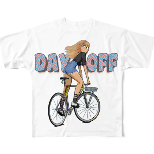 "DAY OFF" フルグラフィックTシャツ