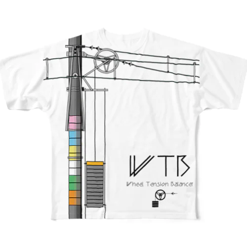 WTBと電柱（高崎エリア） フルグラフィックTシャツ