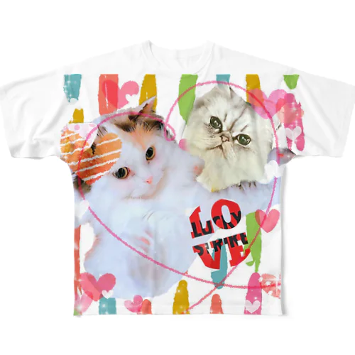 毎日にゃんことルンルン気分 All-Over Print T-Shirt