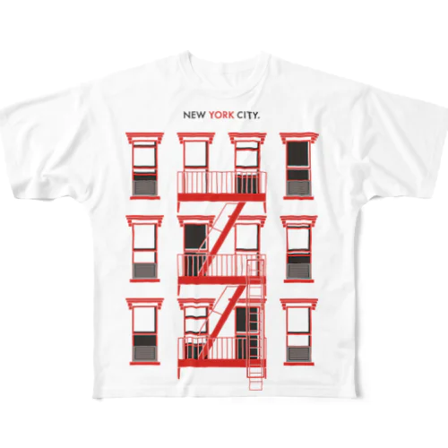 NEW YORK CITY [RED] フルグラフィックTシャツ