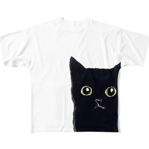 窓の黒猫 All-Over Print T-Shirt