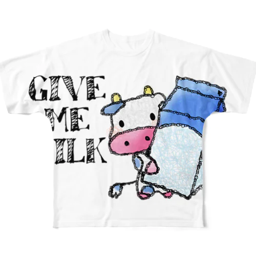 牛×ミルク フルグラフィックTシャツ