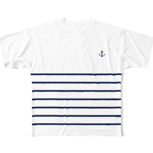 マリンボーダー All-Over Print T-Shirt