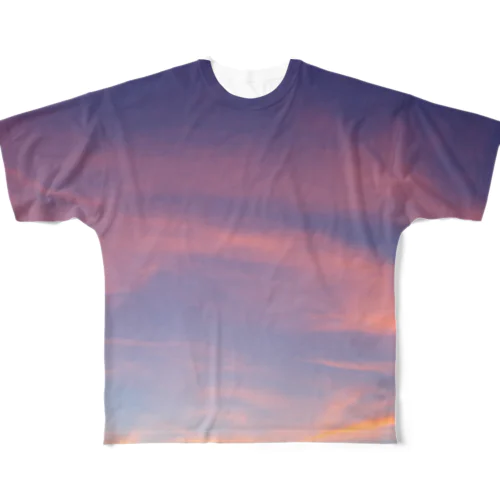 美しい夕陽の空Tシャツ フルグラフィックTシャツ