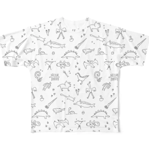 ウキウキ古代生物 All-Over Print T-Shirt