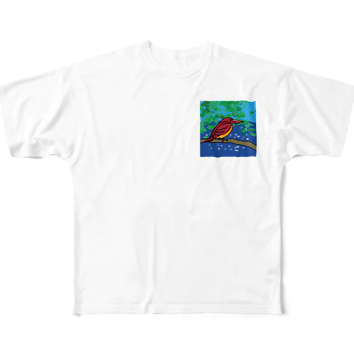 野鳥シリーズ　アカショウビン All-Over Print T-Shirt