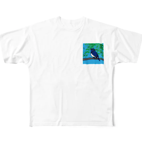 野鳥シリーズ　オオルリ All-Over Print T-Shirt