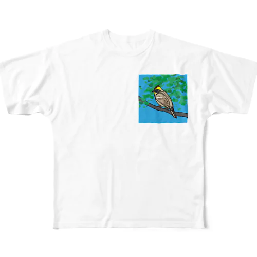 野鳥シリーズ　ミヤマホオジロ All-Over Print T-Shirt