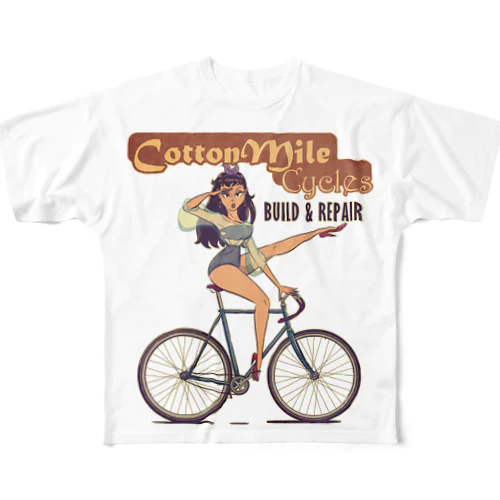 "Cotton Mile Cycles" All-Over Print T-Shirt