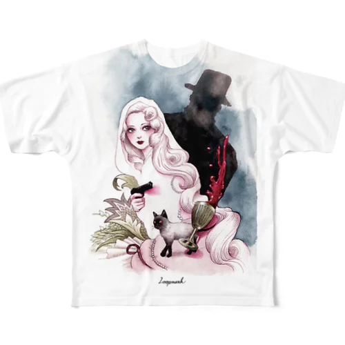 拳銃を持つ女 All-Over Print T-Shirt