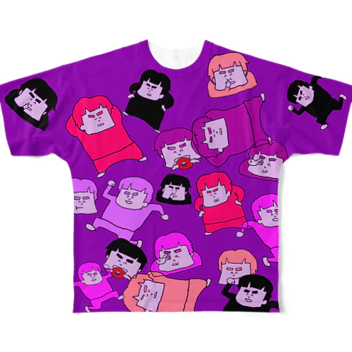 ゴリくんいっぱい・紫 All-Over Print T-Shirt