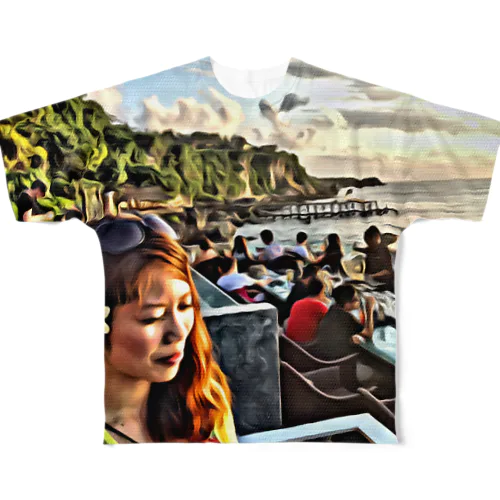 バリの美しい夕日に照らされる美女vol.1 All-Over Print T-Shirt