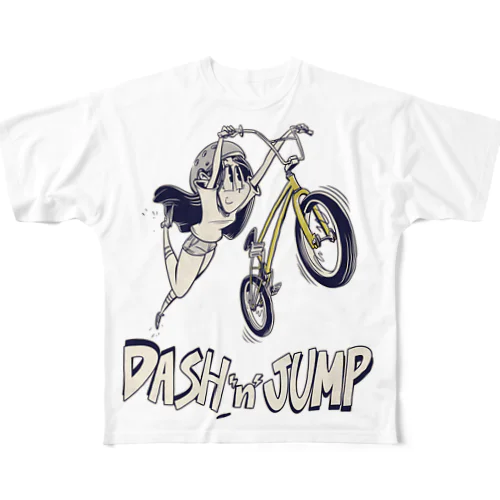 "DASH 'n' JUMP" All-Over Print T-Shirt