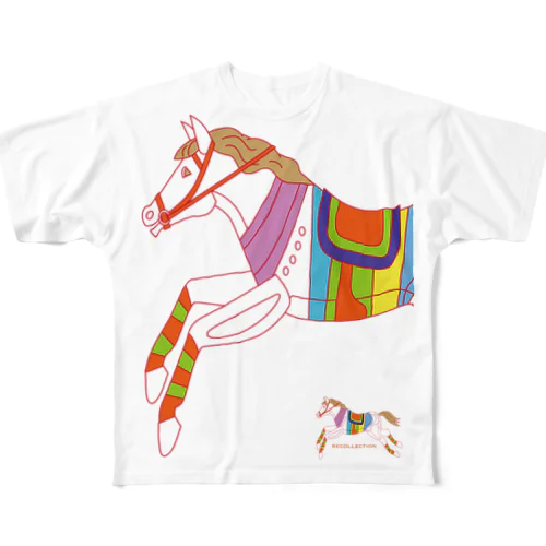 木馬（ホワイト） フルグラフィックTシャツ
